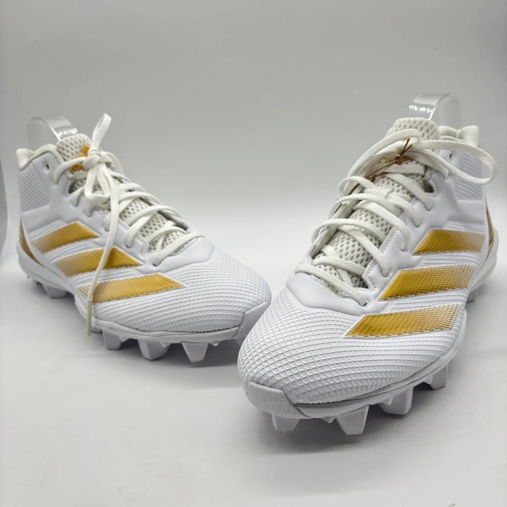 NEW‎ Adidas Football Cleats Mens 11 White Gold Adizero Impact.2 MD Shoes